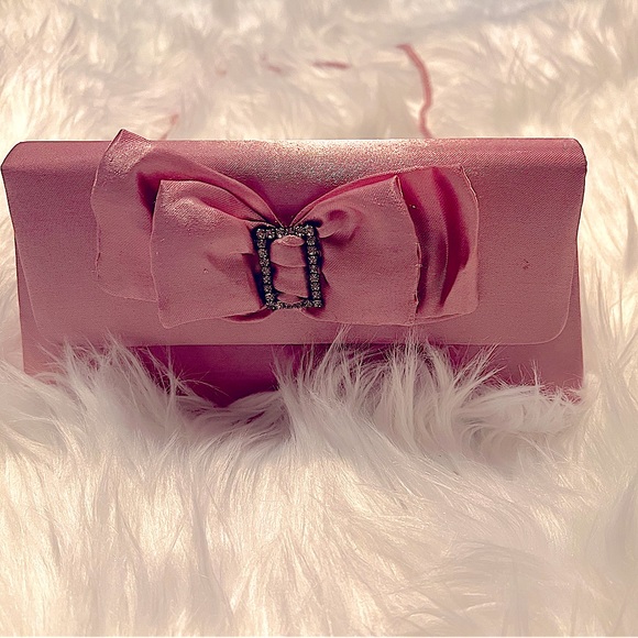 Vintage Pink Satin Clutch Bag - Picture 3 of 5